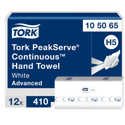 Tork PeakServe Continuous Hand Towel White H5, 12 x 410 sheets, 105065
