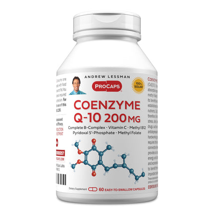 ANDREW LESSMAN Coenzyme Q-10 200 mg 60 Capsules - Essential for Energy Production and Optimum Key Organ Function, Anti-Oxidant Support, Depleted by Aging, Plus B-Complex. Easy to Swallow Capsules