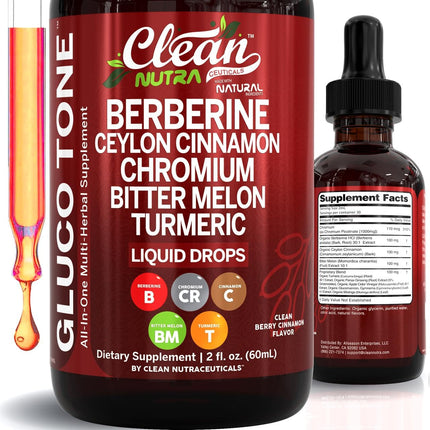 Organic Ceylon Cinnamon Berberine Liquid Drops Supplement with Bitter Melon Extract, Glucomannan, Gymnema, Chromium, Turmeric, Organic Panax Ginseng, Apple Cider Vinegar, Moringa Powder Vegetarian (2)