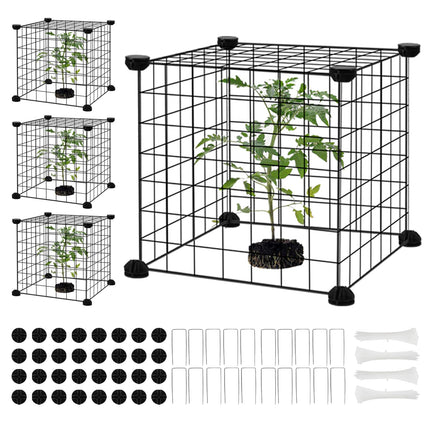 DYAUS 4 Packs Plant Protectors from Animals, Plant Cages for Outdoor Plants, 20Pcs 12"x12" Metal Plant Covers from Animals, Heavy Duty Chicken Wire Cloche, Garden Cloches to Keep Animals Out