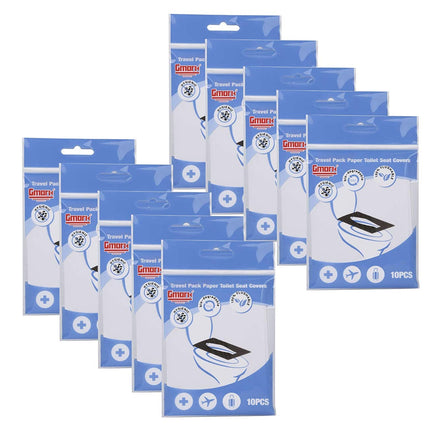 Gmark XL Flushable Toilet Seat Covers (100 Count) – Thick No-Tear Virgin Paper – Disposable Travel Packs for Airplane, Camping, & Potty Training – Biodegradable & Strong (10 Packs) GM2002A