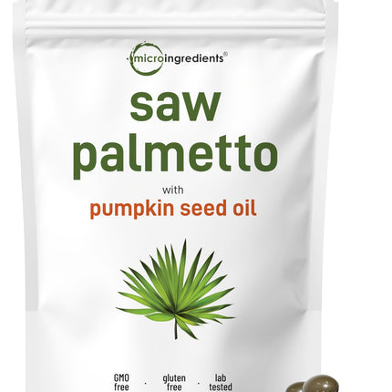 Micro Ingredients Saw Palmetto with Pumpkin Seed Oil for Men, 240 Softgels| Cold-Pressed Extract | Virgin Oil Formula | Rich in Essential Fatty Acids & Phytosterols | Non-GMO, Gluten & Soy Free