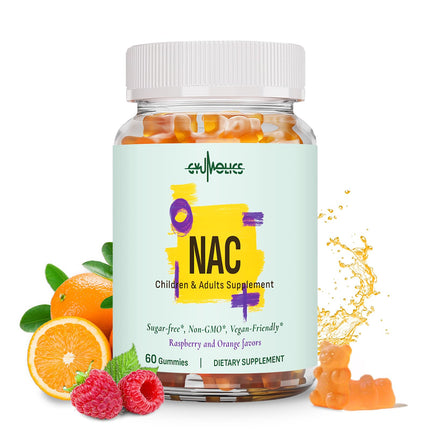 Gyumolics NAC Supplement 1000mg for Adults & 500mg for Kids, N-Acetyl Cysteine Supplement Gummies, Synergistic Antioxidant, Vegan, Sugar-Free 60 Gummies