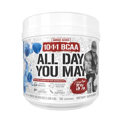 5% Nutrition Rich Piana AllDayYouMay BCAA Powder Premium Intra & Post Workout Amino Acids, Hydration, Endurance, Muscle Recovery, Joint & Liver Support | 16.93 oz, 30 Servings (Fruit Punch)