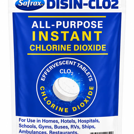 DISIN-CLO2 Multi-Purpose Instant Chlorine Dioxide Tablets – Fast-Acting Cleaning & Deodorizing Tablets for Home, Kitchen & Travel – Freshness Booster for Surfaces, Water Containers & Everyday Use