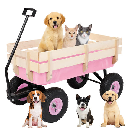 Outvita All-Terrain Cargo Wagon, 220lbs Load Utility Cart for Kids, Pink
