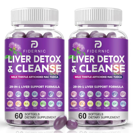 FIDERNIC Liver Cleanse Detox & Repair - Liver Support Milk Thistle Supplement, Liver Health Support, 120 Softgels