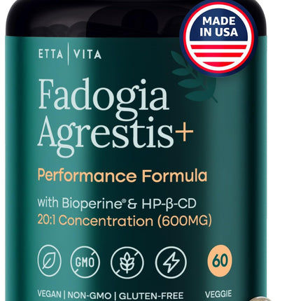 Organic Fadogia Agrestis 600mg for Natural Test Support (2X More Pure - 3X More Absorbent) Athlete Approved - Supports Muscle Growth & Recovery, Healthy Energy Levels, Drive, Stamina & Mood - 60ct