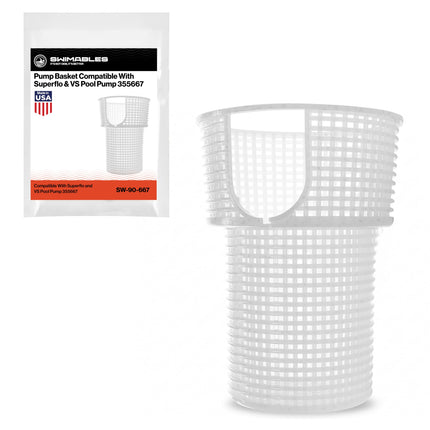 Swimables Pump Basket Compatible With Superflo and VS Pool Pump 355667 | Pro Grade for Pentair Filter | Small & Large Debris | Made in USA