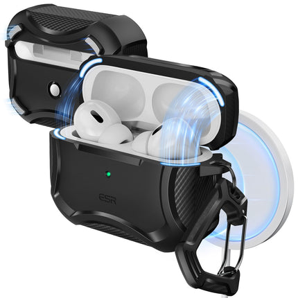 ESR for AirPods Pro 2 Case, Compatible with Airpods Pro Case 2nd / 1st Generation (2023/2022/2019), Compatible with MagSafe, Powerful Drop Protection, Magnetic Lid, Black