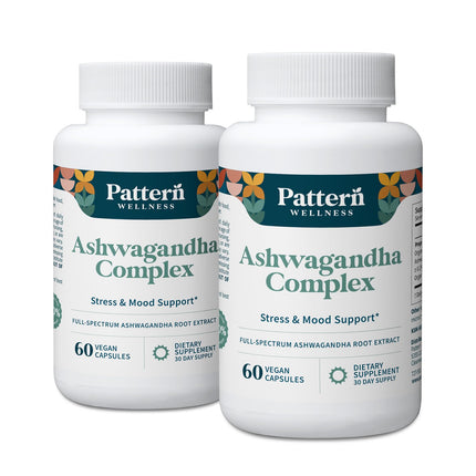 Pattern Wellness Ashwagandha Complex for Men & Women – Organic KSM-66® & Black Pepper Extract – Supports Stress Response & Energy Balance – Non-GMO – 120 Vegan Capsules