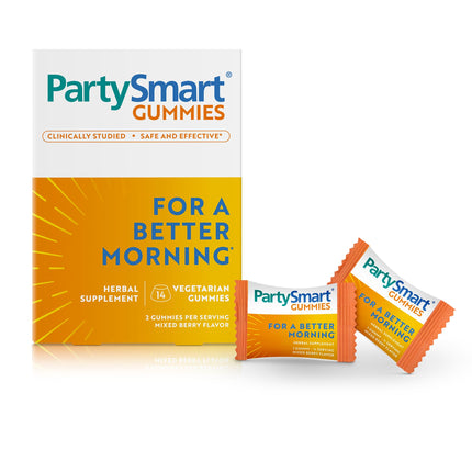 Himalaya PartySmart Gummies, 14 Individual Gummies - Alcohol Breakdown Liver Support for a Better Morning After Drinking - Plant Based, Vegan, Non-GMO, Gluten Free, Clinically Studied