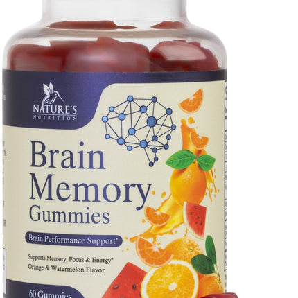 Brain Supplements Gummies - 3X Strength Brain Gummy Vitamin Plus Nootropics For Memory, Focus, Concentration - Phosphatidylserine, B6, B12 & Nootropic, Clarity Support Supplement - 60 Gummies