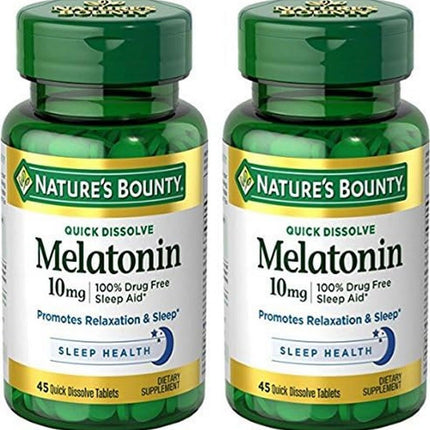 Nature's Bounty Melatonin Quick Dissolve Tablet, 45 Count (Pack of 2)