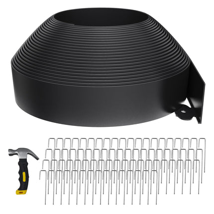 66FT Landscape Edging 4 in Tall with 70 Spikes, Garden Edging Border and 1 Hammer, Plastic Landscape Edging Border Lawn Edging for Landscaping, Flower Beds, Yard
