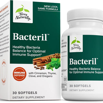 Terry Naturally Bacteril - Intestinal Support Supplement with Clove, Cinnamon, Thyme & Oregano - Immune Support Supplement with Antioxidant Support - Intestinal Support - 30 Softgels