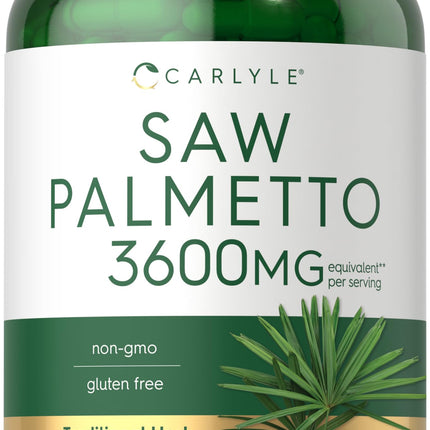 Carlyle Saw Palmetto for Men and Women | 250 Capsules | Herb Extract Supplement | Serenoa Repens | Non-GMO and Gluten Free