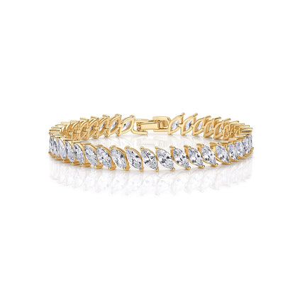 PAVOI CZ Wedding Tennis Bracelet for Women, 14K Gold Plated, Yellow Gold, 7