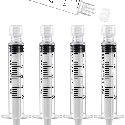 5mL Luer Lock Syringes without Needle - Sterile Syringe with Cap, 20 Pack