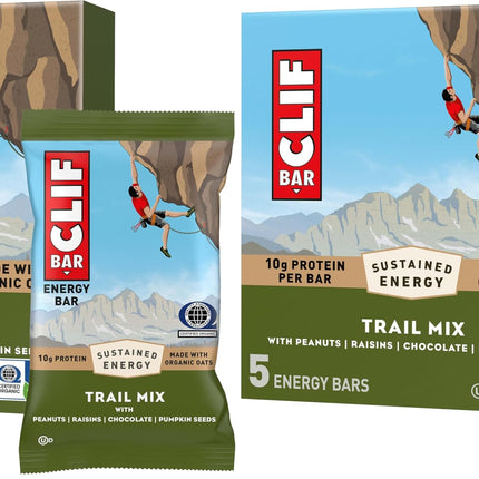 CLIF BAR - Energy Protein Bars - Trail Mix - Made with Organic Oats - Energy Bars - Non-GMO - (10 Pack)