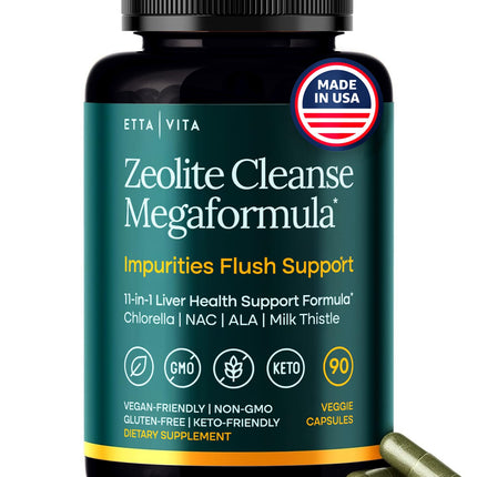 Liver Cleanse Detox & Repair - Microplastics Detox & Zeolite Supplement for Gut Health, Cognition & Natural Energy - Glutathione, NAC, Chlorella, Spirulina, ALA, Cilantro, Milk Thistle, Noni, Shilajit