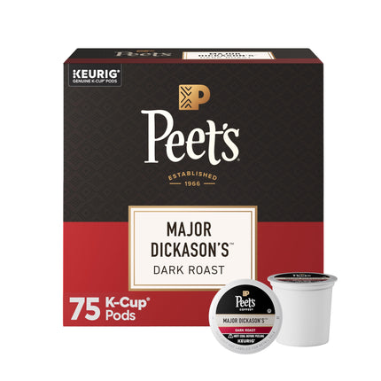 Peet's Coffee Coffee Pods, Dark Roast, Major Dickason's Blend, 75 K Cups