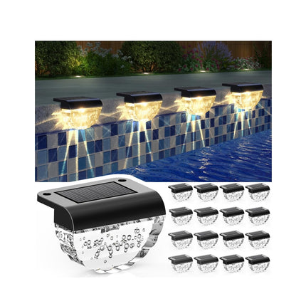 Melunar 16 Pack Solar Deck Lights Outdoor, Solar Step Lights Waterproof for Outside, Yard, Patio, Garden, Pool, Railing, Stairs, Fence (Warm White)