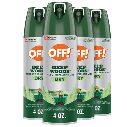 OFF! Deep Woods Insect Repellent Aerosol, Dry, Non-Greasy Formula, Bug Spray with Long Lasting Protection from Mosquitoes, 4 Oz, 4 Count