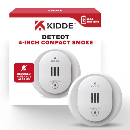 Kidde Smoke Detector, AA Battery Operated, Compact Size, LED Status Light, 85 dB Alarm, 4-inches, 10SDR