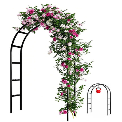 Adorox 7.8ft Garden Arch Trellis for Climbing Plants, Metal Arch Frame, Pumpkin Archway Outdoor Garden Arbors and Arches for Halloween Christmas Birthday Party Baby Shower Decoration(Black)