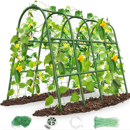 Cucumber Trellis for Raised Bed, U-Shape Garden Trellis for Climbing Plants Outdoor, Metal Arch Trellis for Vegetables, Plant Support for Tomato, Pea, Zucchini(63" L×30" W×47.2" H-Large)