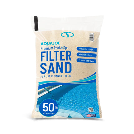 Aqua Joe Premium Pool & Spa Filter Sand, Natural Silica, 50 Lb Bag - Above Ground & Inground Swimming Pool System Accessory - Care, Cleaning & Maintenance, FLTSAND50