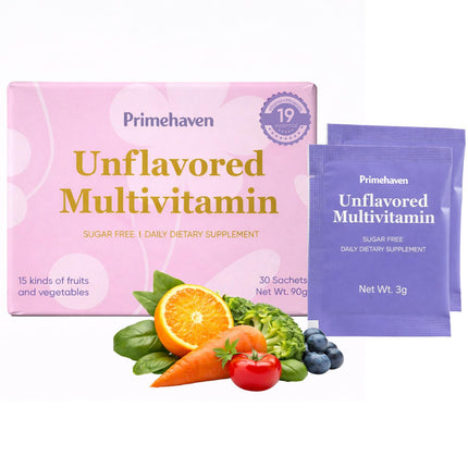 Peehss Vitamin Powder - Unflavored Multivitamin, with 19 Vitamins & Minerals, Fruit & Veggie Blend, Sugar-Free, 30 Stick Packs