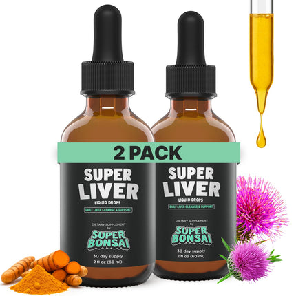 SUPERBONSAI Super Liver Support with Milk Thistle - All Natural Liver Cleanse Detox & Repair Aid - Doctor-Formulated Liver Supplement - Liquid Herbal Formula for Liver Health - 2 Month Supply (2 Pack)