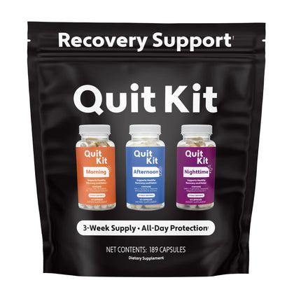 Quit Kit Detox & Withdrawal Support System | 21-Day Recovery Supplement for Anxiety, Stress, Sleep, Mood & Craving Support | Magnesium Glycinate, GABA, L-Theanine