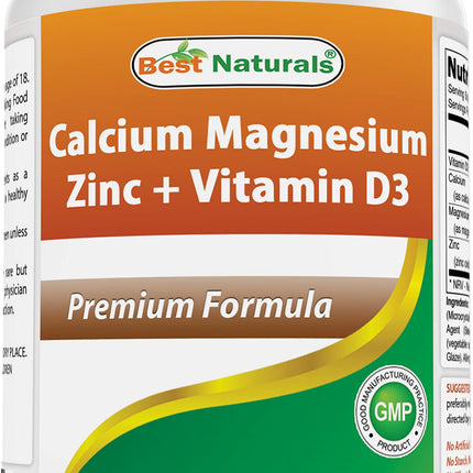 Best Naturals Calcium Magnesium Zinc with Vitamin D3, 300 Tablets - Calcium 1000 mg, Magnesium 400 mg, Zinc 25 mg & D3 600 IU per Serving (3 Tablets)