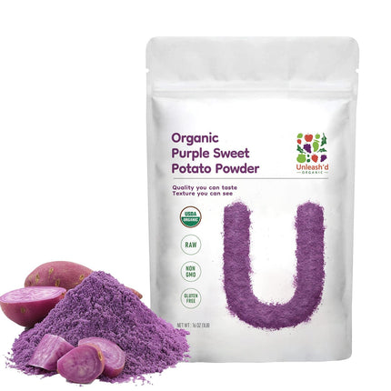 UNLEASH'D ORGANIC Organic Purple Potato Powder 16 oz – 100% Pure Natural Superfood, Rich in Antioxidants & Plant Nutrients