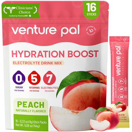 Venture Pal Sugar Free Electrolyte Powder Packets - Liquid Daily IV Hydration Packets | Electrolytes Drink Mix with 5 Vitamins & 7 Electrolytes | Keto Friendly | Non-GMO | Certified Vegan | 16 Sticks