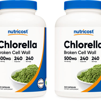 Nutricost Chlorella Capsules (2 Bottles) 500mg, 240 Capsules Per Bottle