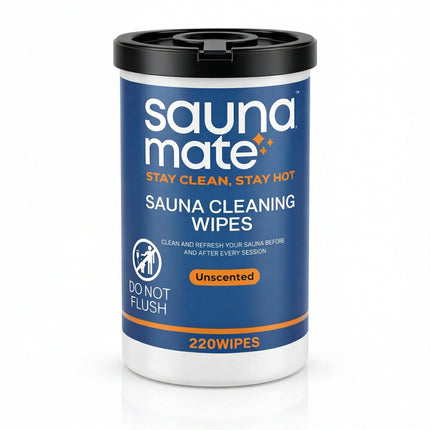 SaunaMate Sauna Cleaning Wipes, 220 Count, Unscented Disposable Sauna Wipes, Cleans Sweat, Oil & Grime Between Uses, For Sauna Benches & Backrests, Home, Gym & Commercial Use