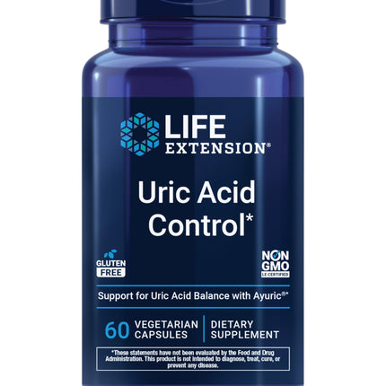 Life Extension Uric Acid Control, Promotes Healthy uric Acid Balance, Joint Health, discomfort Relief, Gluten Free, Non-GMO, Vegetarian, 60 Capsules