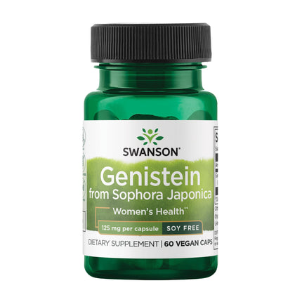 Swanson Soy-Free Genistein Plant-Based Supplement for Women Seeking Hormonal Balance, Bone, and Cardiovascular Support - 125 mg (60 Vegan Capsules)
