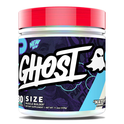 GHOST Size Muscle Builder Dietary Supplement - Natty, 30 Servings – Support Muscle Growth & Strength Building for Men & Women - Creatine & Betaine - Free of Sugar & Gluten