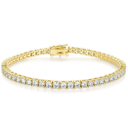 Gemsme 3mm Tennis Bracelet Cubic Zirconia Gold for Women Men 7.5"
