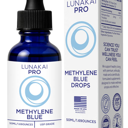 Lunakai USA Made Methylene Blue Pharmaceutical Grade – 99.99% Pure USP Grade 1% Methylene Blue Drops