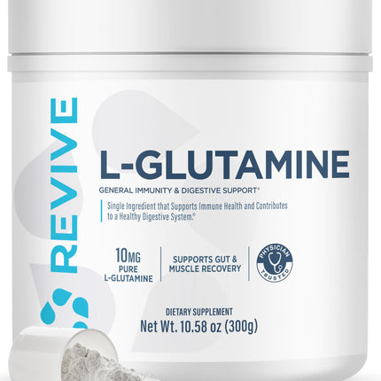 Revive MD Gut L-Glutamine Powder – Muscle Recovery & Immune Support Supplement for Adults – Promotes Digestive Health, Reduces Muscle Soreness & Supports Immunity – Vegan (30 Servings)