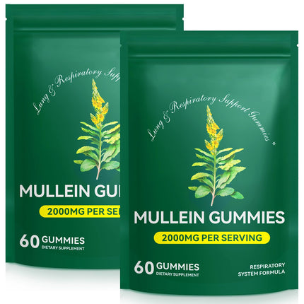 Ruduwu Mullein Gummies - Mullein Leaf Extract for Lungs, 2000mg Mullein Gummies for Lungs Detox