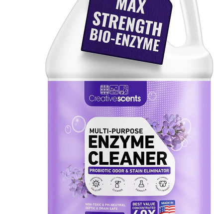 Creative Scents Multipurpose Enzyme Cleaner & Odor Remover | Super Concentrated for Floor, Carpet, Drain | Pet Urine Odor Eliminator | Cleaner for Cat Urine & Dog Poop | 1 Gallon - Calming Lavender