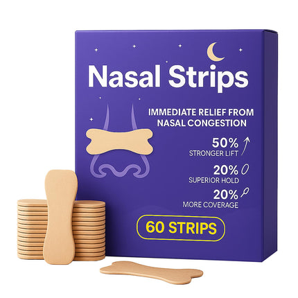 Extra Strength Nasal Strips for Snoring and Nasal Congestion Relief,Drug-Free Breath Better Nose Strips with Strong Adhesive,50% Stronger Lift,Clear Comfortable Design for Sensitive Skin,60 PCS