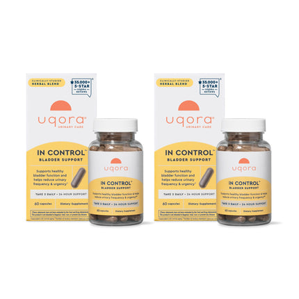 Uqora in Control Bladder Support - Daily Bladder Care & Support for Urinary Comfort - Made with botanicals, Like Horsetail & Spicebush - Gluten-Free & Vegetarian - 120 Capsules (2 Pack)